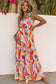 Multicolor abstract print striped trim maxi sundress - dresses