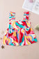 Multicolor abstract print striped trim maxi sundress - dresses