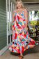 Multicolor abstract print striped trim maxi sundress - dresses