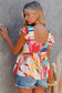 Multicolor abstract print striped trim maxi sundress - dresses