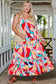 Multicolor abstract print striped trim maxi sundress - 1x / 100% polyester - dresses