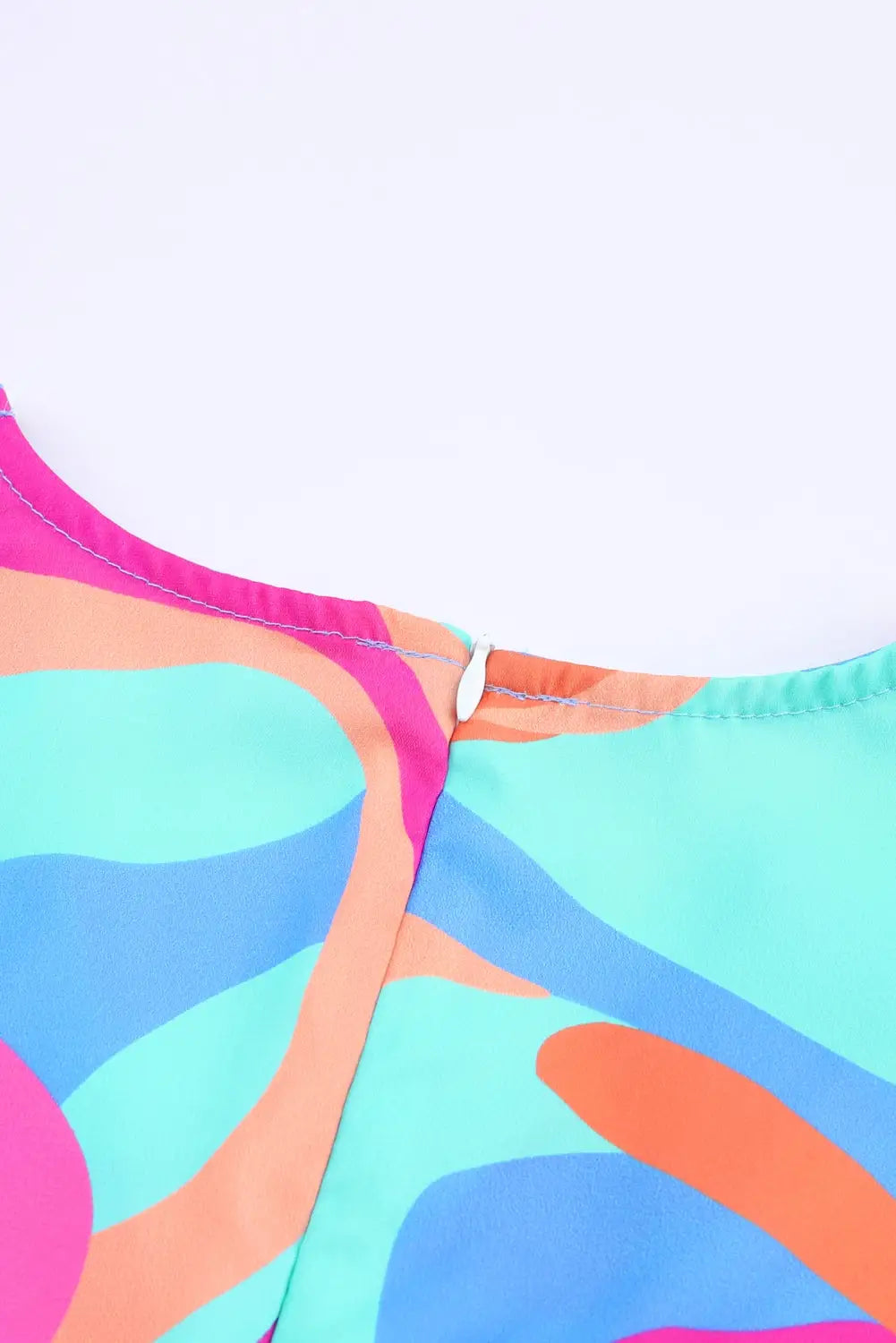 Multicolor abstract print wrap v neck puff sleeve dress - mini dresses