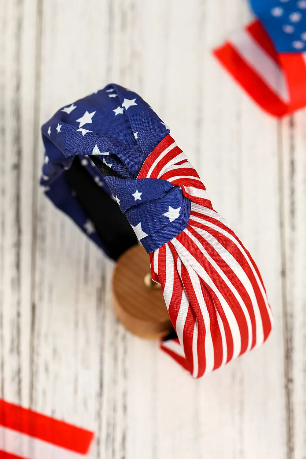 Multicolor american flag bow knot wide headband - one size / 100% polyester - hair bands