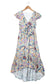 Multicolor boho floral print self-tie high waist long dress - xl / 100% polyester - maxi dresses