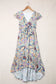 Multicolor boho floral print self-tie high waist long dress - xl / 100% polyester - maxi dresses