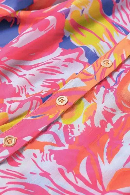 Multicolor Bold Graffiti Print Shirt Button Romper - Fashionfitz