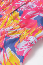 Multicolor Bold Graffiti Print Shirt Button Romper - Fashionfitz