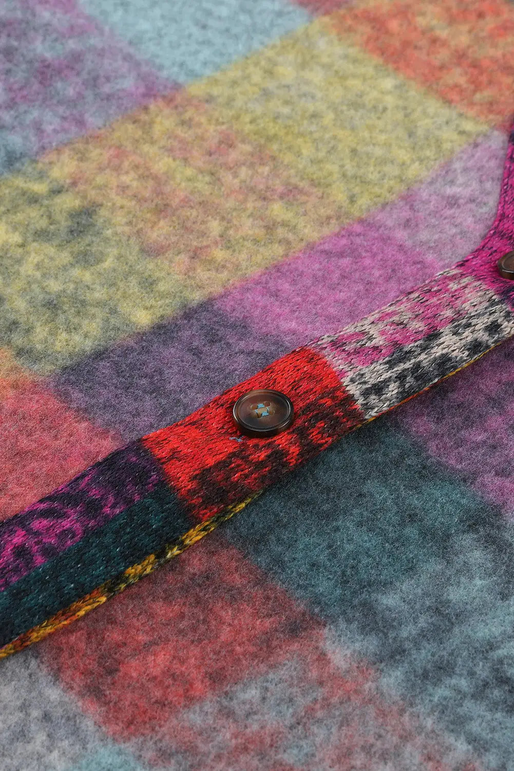 Multicolor brushed plaid plus size shacket
