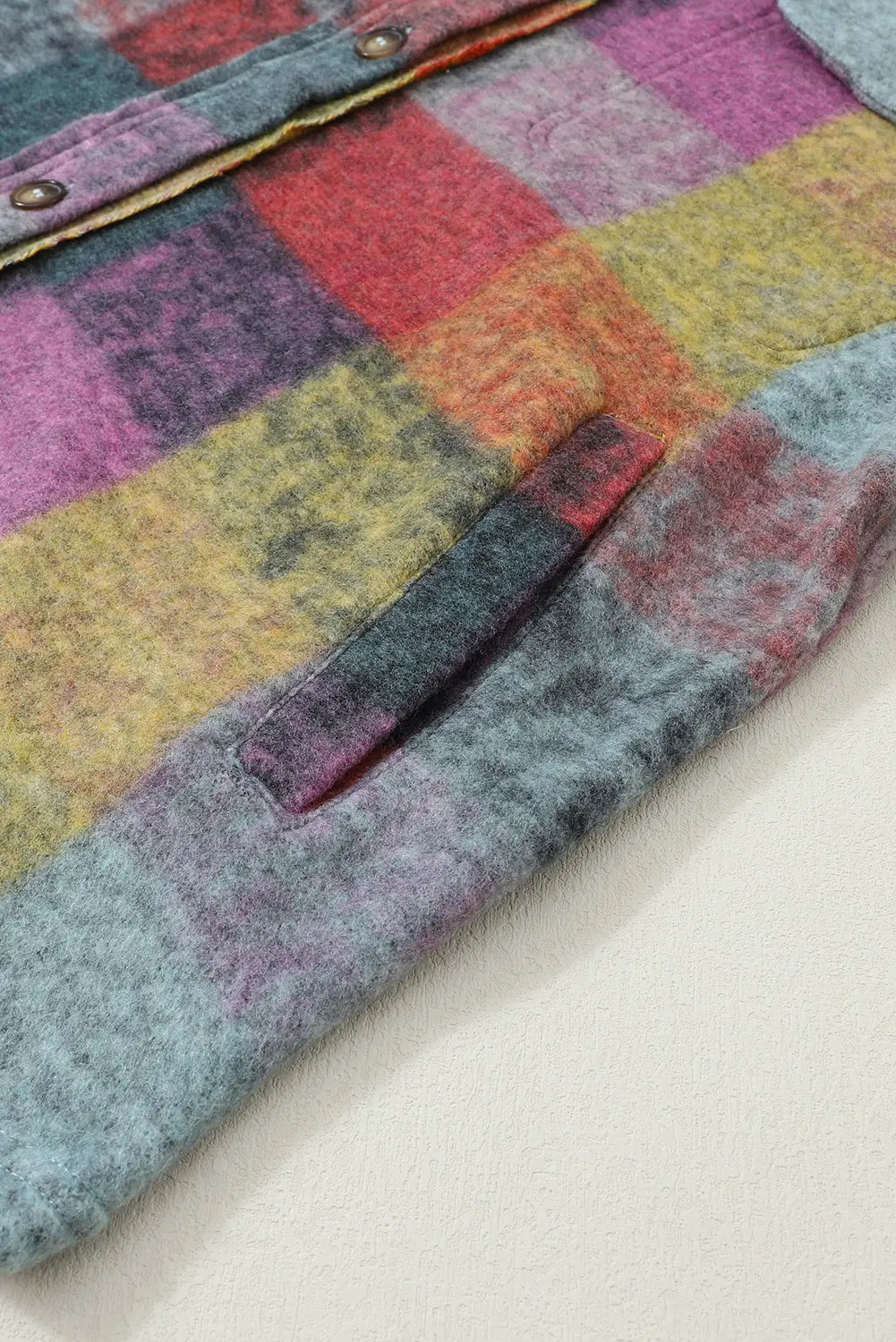 Multicolor brushed plaid plus size shacket