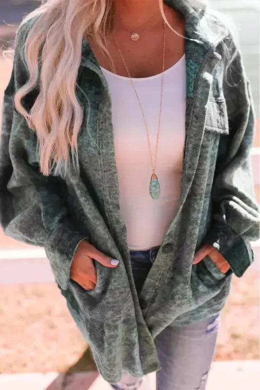 Multicolor Brushed Plaid Pocketed Oversize Shacket - Fashionfitz