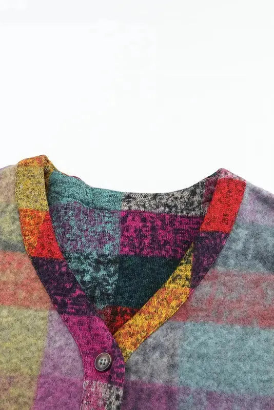 Multicolor Brushed Plaid Pocketed Oversize Shacket - Fashionfitz