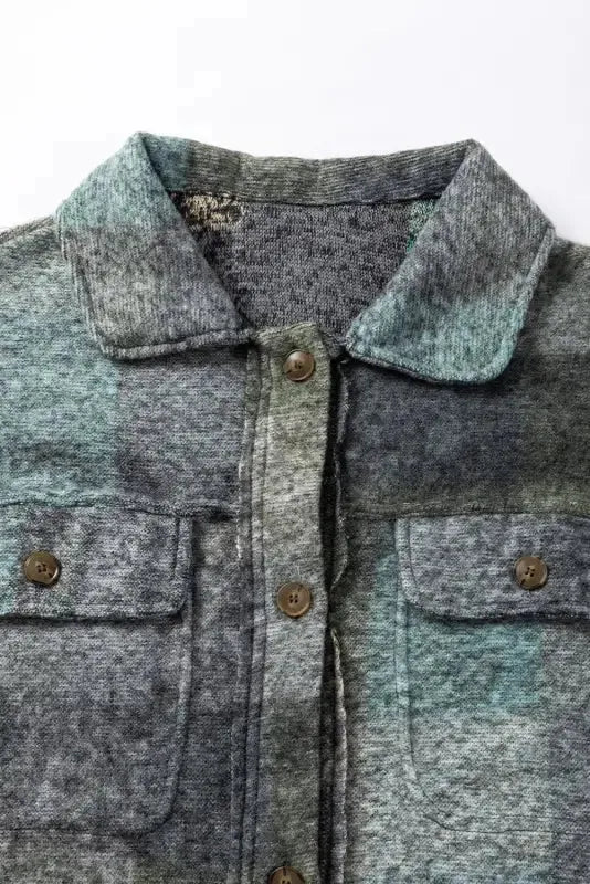 Multicolor Brushed Plaid Pocketed Oversize Shacket - Fashionfitz