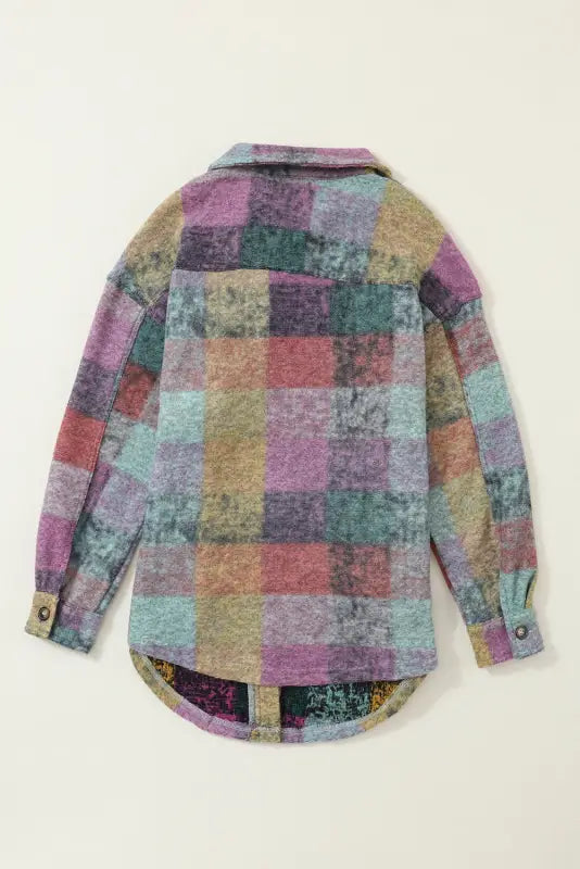 Multicolor brushed plaid shacket - plus size jackets