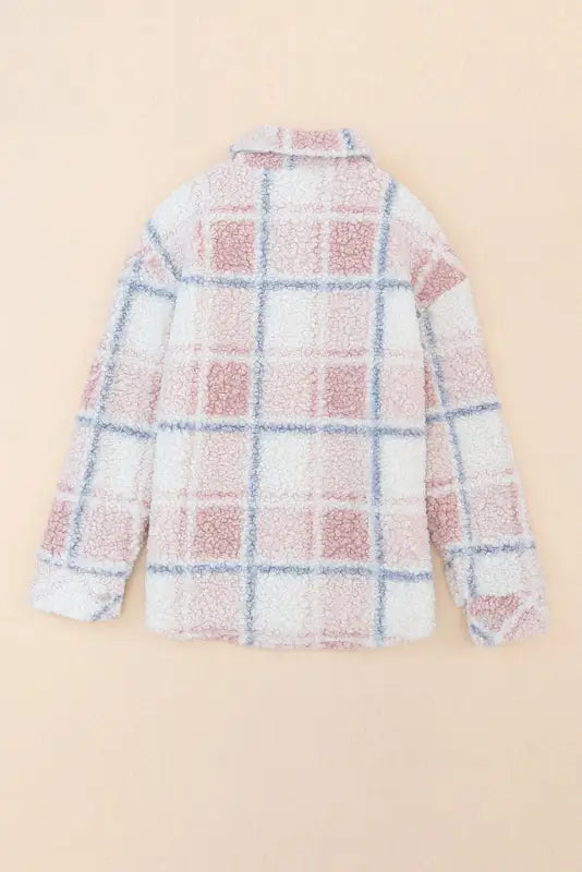 Multicolor checker print sherpa shacket - jackets