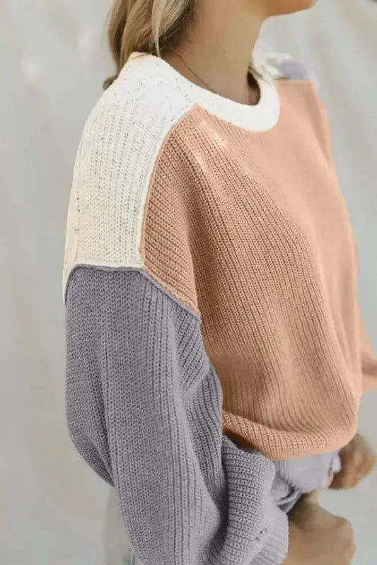 Multicolor Color Block Patchwork Baggy Sweater - Fashionfitz