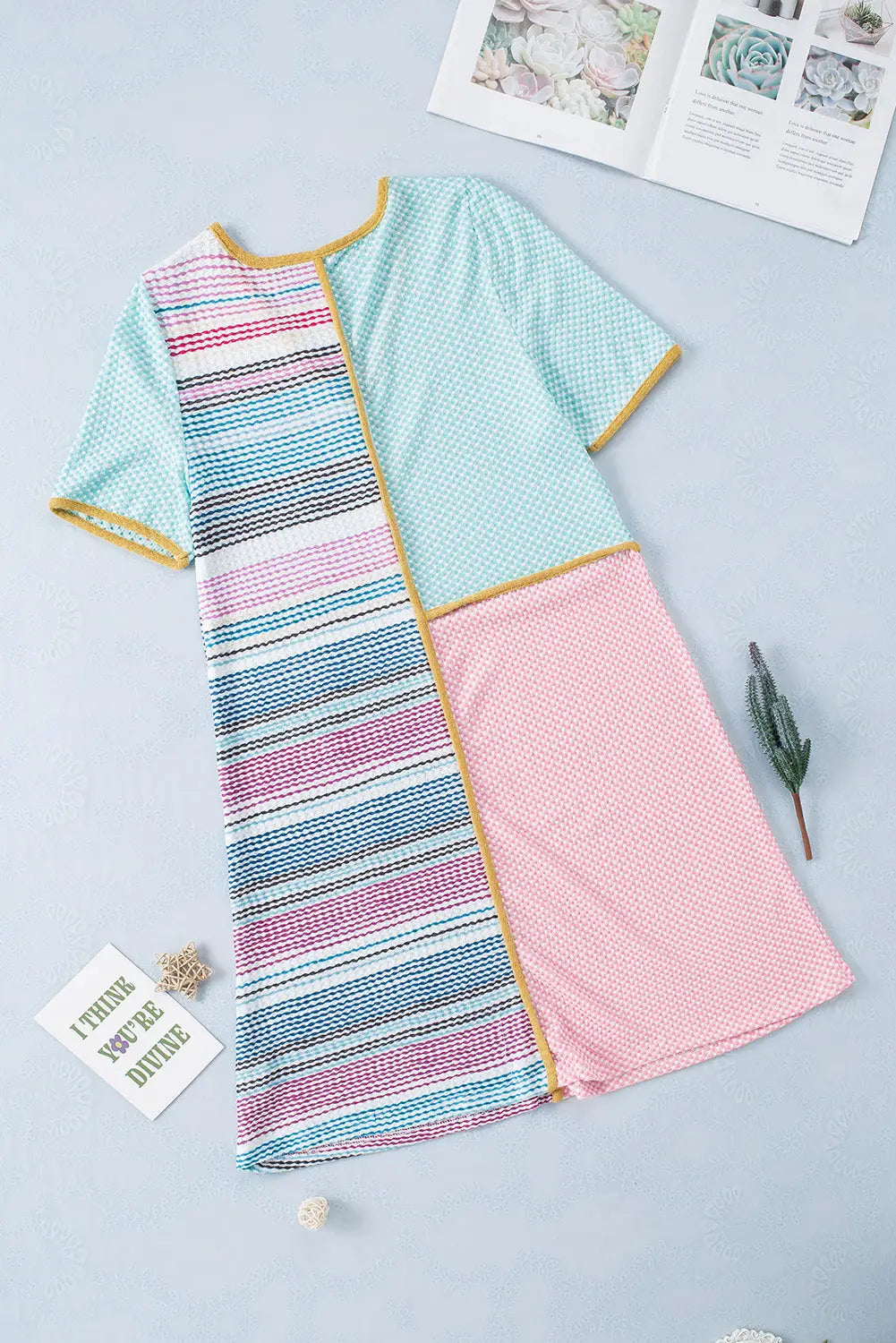 Multicolor color block stripe knit patchwork a-line dress - mini dresses