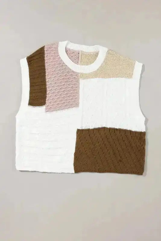 Multicolor Colorblock Mix Textured Sweater Tee - Fashionfitz