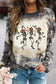 Multicolor dancing skeleton halloween tie dye long sleeve top - graphic tops