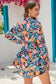 Multicolor floral buttoned collared long sleeve mini dress - xl / 100% polyester - dresses