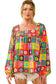 Multicolor Floral Crochet Square Neck Puff Sleeve Blouse - Fashionfitz