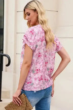 Multicolor Floral Mandarin Collar Top - Fashionfitz