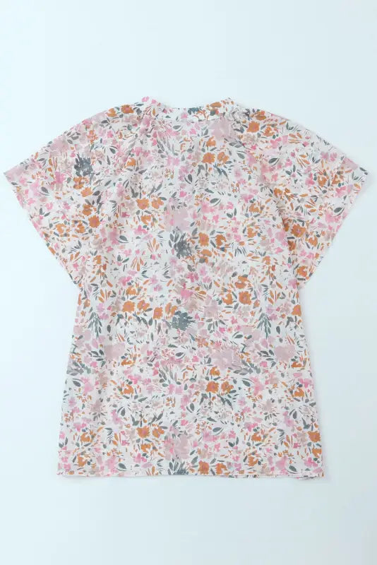 Multicolor floral mandarin collar top - tops