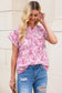 Multicolor floral mandarin collar top - tops