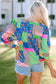 Multicolor floral patchwork puff sleeve shirt - shirts