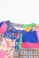 Multicolor floral patchwork puff sleeve shirt - shirts