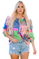 Multicolor floral patchwork puff sleeve shirt - shirts