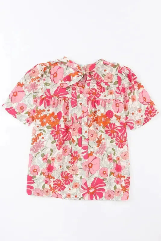 Multicolor Floral Print Patchwork Frill Tiered Shift Dress - Fashionfitz