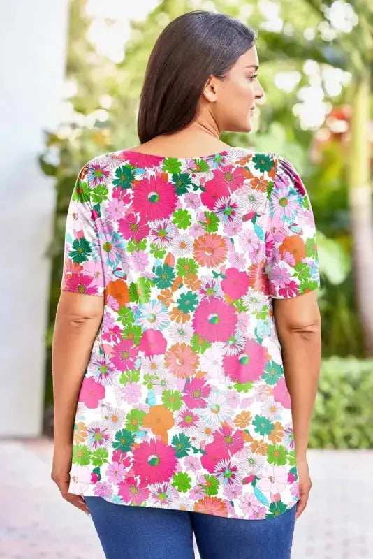 Multicolor Floral Print Plus Size Kimono - Fashionfitz