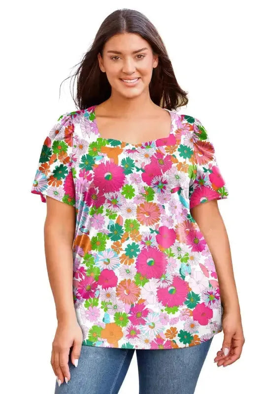Multicolor Floral Print Plus Size Kimono - Fashionfitz