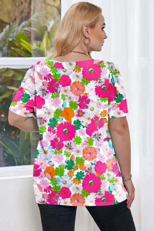 Multicolor Floral Print Plus Size Kimono - Fashionfitz
