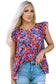 Multicolor floral print ruffle tiered short sleeve babydoll top - t-shirts