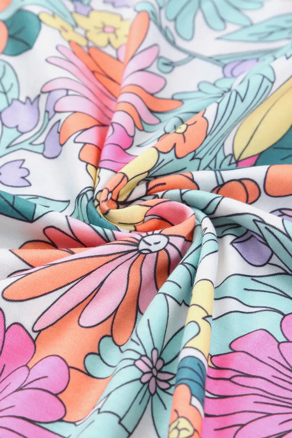 Multicolor floral print tie back short sleeve dress - dresses