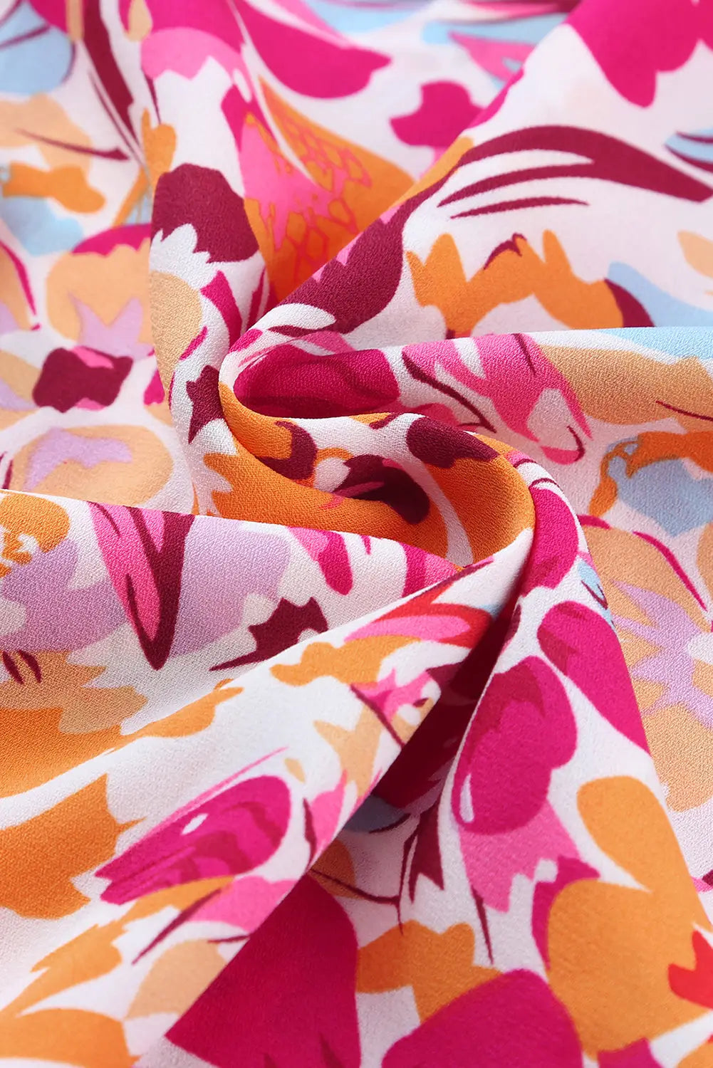 Multicolor floral print tie v neck ruffle mini dress - dresses