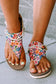 Multicolor floral print zipped flip flop sandals