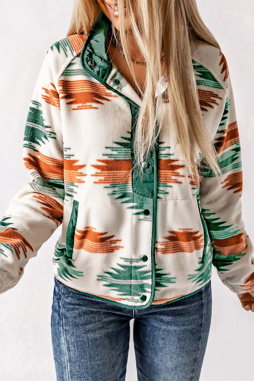 Multicolor fuzzy aztec western fashion vest jacket - multicolour1 / s / 100% polyester - outerwear