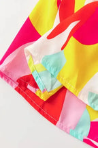 Multicolor Geometric Print Smocked Babydoll Mini Dress - Fashionfitz