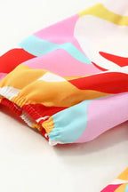 Multicolor Geometric Print Smocked Babydoll Mini Dress - Fashionfitz