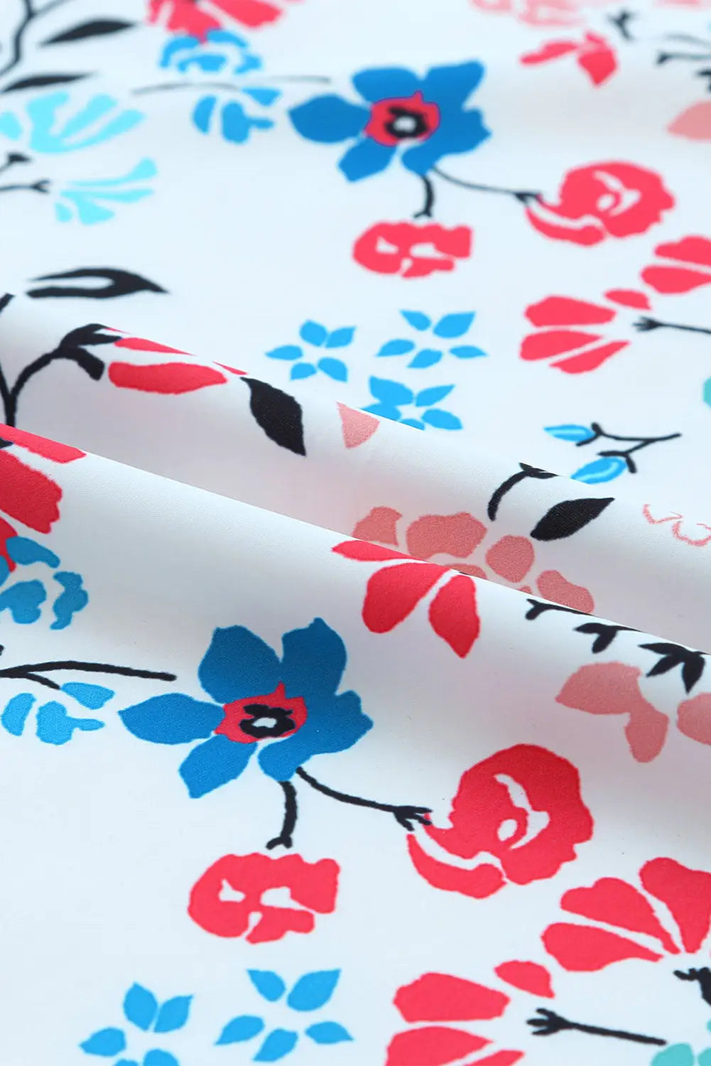 Multicolor long sleeve tassel tie floral kimono - outerwear