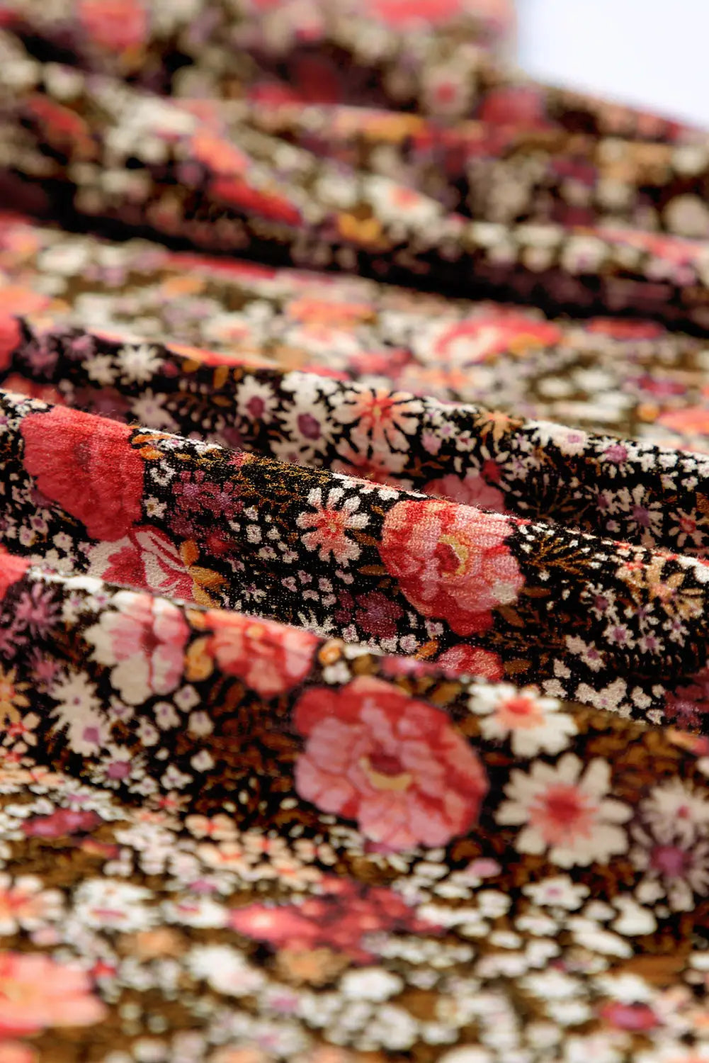 Multicolor open front boho floral print kimono - kimonos