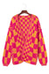 Multicolor open front mixed checkered pattern knit cardigan - sweaters & cardigans