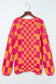 Multicolor open front mixed checkered pattern knit cardigan - sweaters & cardigans