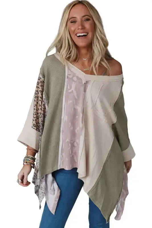 Multicolor Patchwork Oversized Top - Fashionfitz