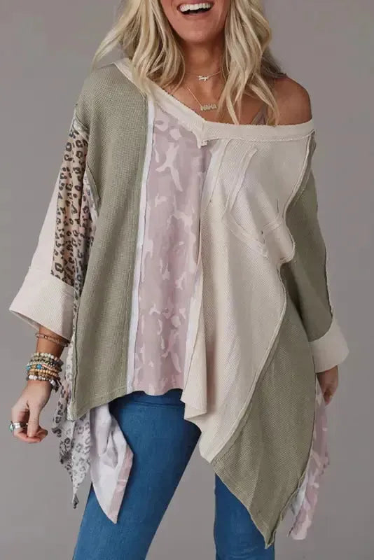 Multicolor Patchwork Oversized Top - Fashionfitz