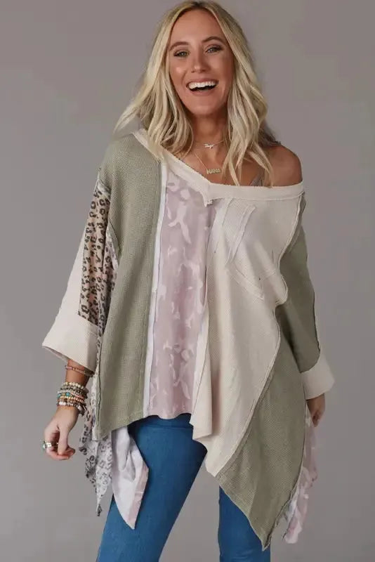 Multicolor Patchwork Oversized Top - Fashionfitz