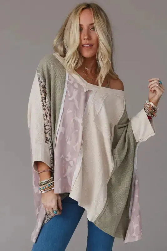 Multicolor Patchwork Oversized Top - Fashionfitz