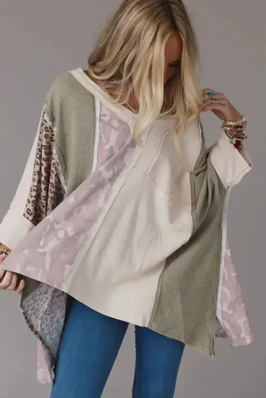 Multicolor Patchwork Oversized Top - Fashionfitz